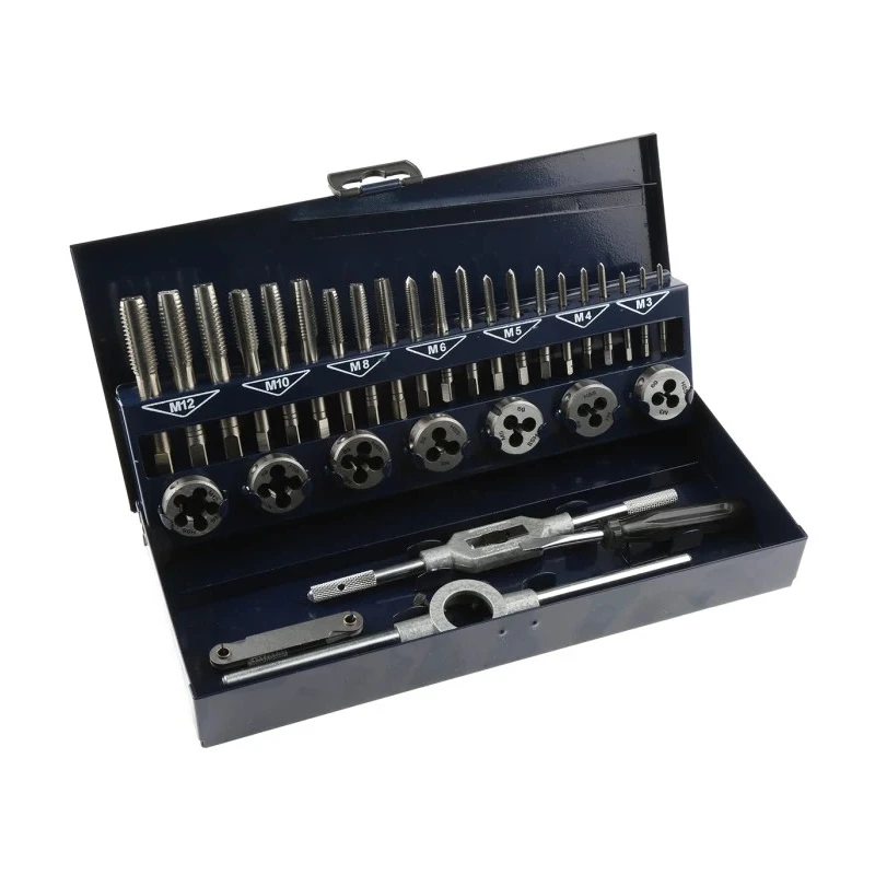 EVENTUS 16-Piece High Speed Steel Thread Tap & Die Set M3 to M12, Professional Mechanical Threading Tools 10711
