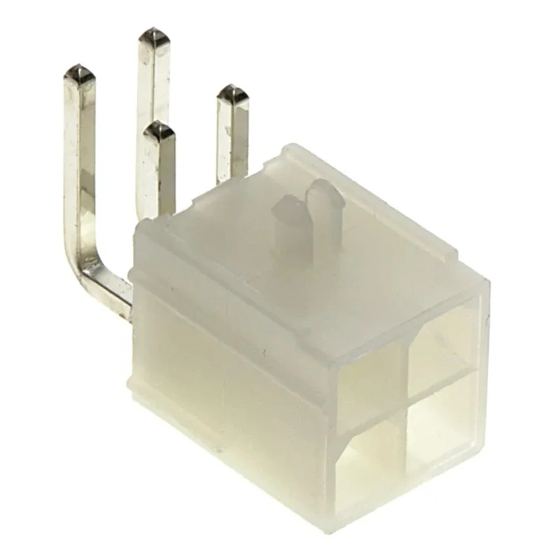 Molex Mini-Fit Jr Series Right Angle Through Hole Shrouded PCB Header 4 Contacts 4.2 mm Pitch 13A 600V 39-30-1040