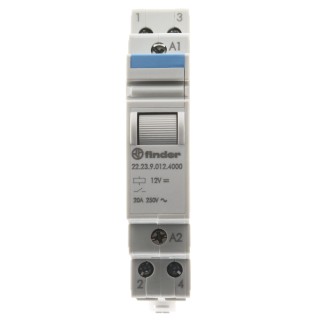 Finder DIN Rail Power Relay, 12V DC Coil Voltage, 20A Switching Current, Screw Terminal, Silver Alloy 22.23.9.012.4000