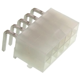 Molex Mini-Fit Jr Series Right Angle Through Hole PCB Header, 10 Contacts, 4.2 mm Pitch, 2 Row, Shrouded 39-30-1100