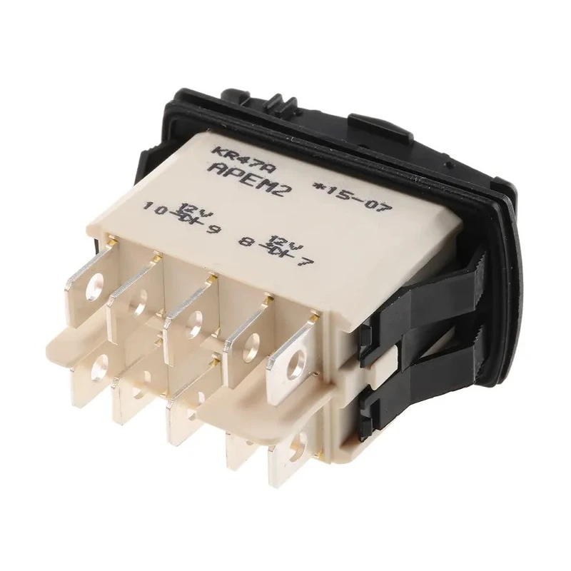APEM Illuminated DPDT On-Off-On (On)-Off-(On) Rocker Switch Panel Nylon Housing IP68 Rated KR47CAKEEG