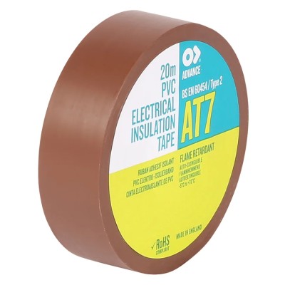Advance Tapes Brown Polyvinyl Chloride Electrical Tape 19mm Width 20m Length Rubber Resin Adhesive AT7