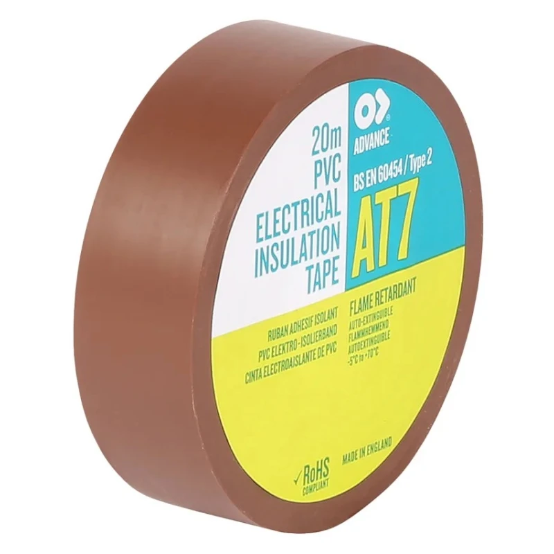 Advance Tapes Brown Polyvinyl Chloride Electrical Tape 19mm Width 20m Length Rubber Resin Adhesive AT7