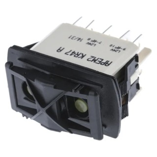 APEM Illuminated Double Pole Double Throw DPDT On-Off-On (On)-Off-(On) Nylon Panel Mount Rocker Switch KR47CAKLLG
