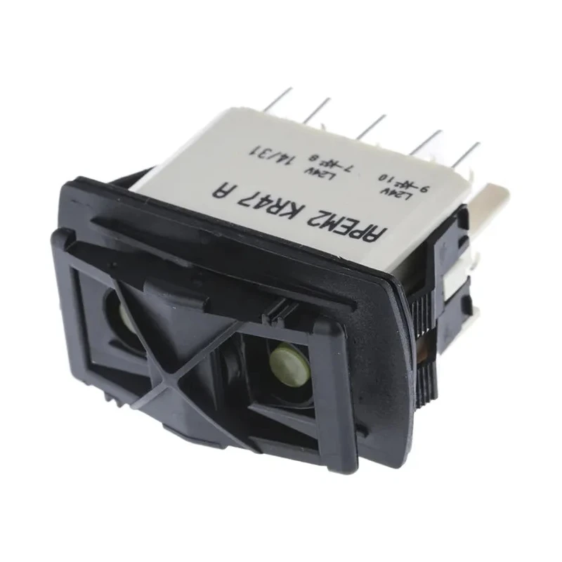 APEM Illuminated Double Pole Double Throw DPDT On-Off-On (On)-Off-(On) Nylon Panel Mount Rocker Switch KR47CAKLLG