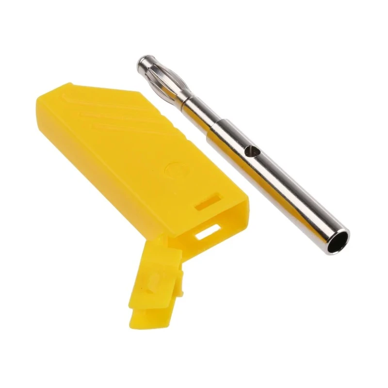 Hirschmann Test & Measurement Yellow Male Banana Plug 4 mm Connector Screw Termination 60V dc 24A Nickel Plating 934100103