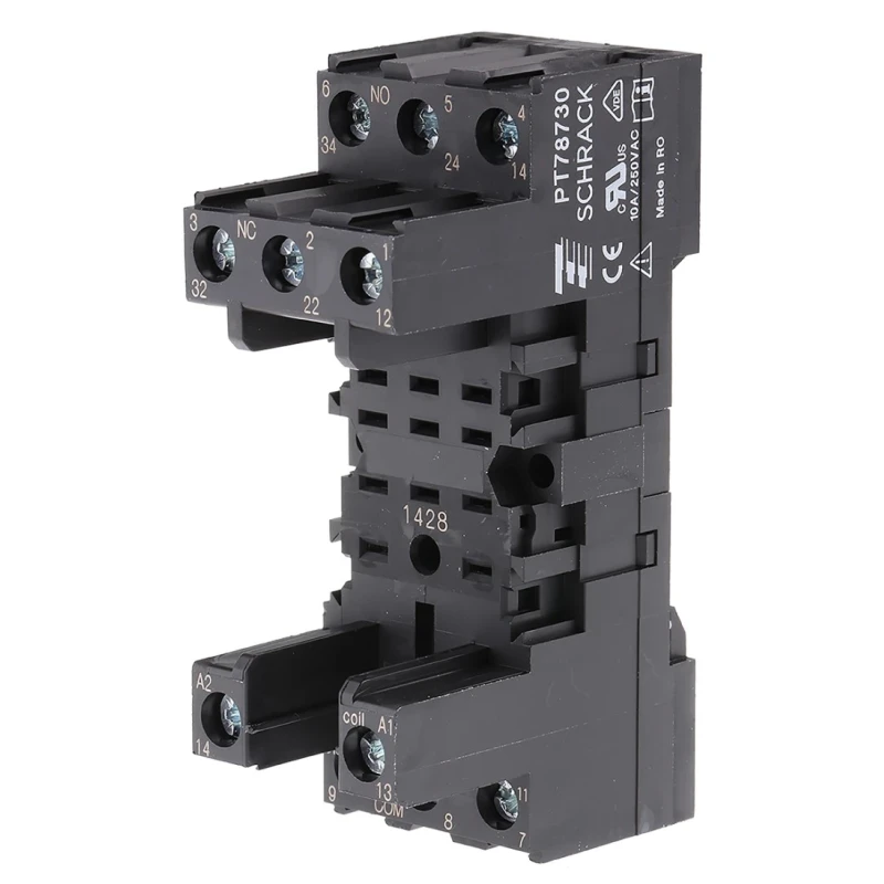 TE Connectivity PT 78 14 Way 240V AC DIN Rail Relay Socket for use with PT3 Series PT78730 9-1415071-1