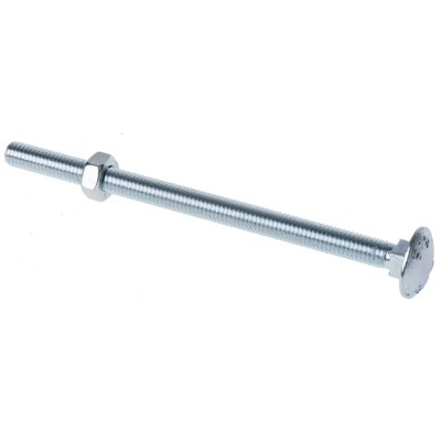 RS PRO Bright Zinc Steel Coach Bolt M6 x 100 mm, Square Neck, Grade 4.6, DIN 603/DIN 555 512-1045