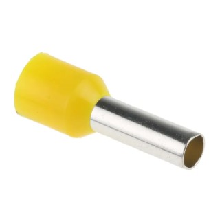 RS PRO Insulated Crimp Bootlace Ferrule, Yellow Nylon Collar, 3.9 mm Pin Diameter, 12 mm Pin Length, 6 mm² (10 AWG) 513-2641