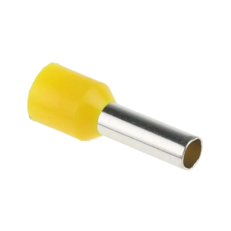 RS PRO Insulated Crimp Bootlace Ferrule, Yellow Nylon Collar, 3.9 mm Pin Diameter, 12 mm Pin Length, 6 mm² (10 AWG) 513-2641