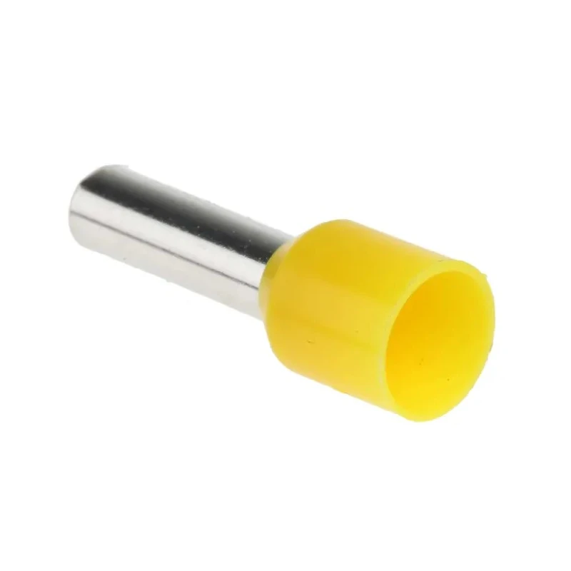 RS PRO Insulated Crimp Bootlace Ferrule, Yellow Nylon Collar, 3.9 mm Pin Diameter, 12 mm Pin Length, 6 mm² (10 AWG) 513-2641