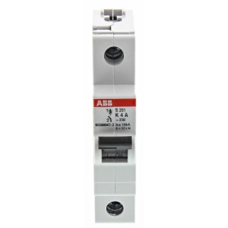 ABB Miniature Circuit Breaker 1 Pole 4A Type K 253V AC 72V DC 20kA Breaking Capacity 2CDS251001R0337 S201-K4