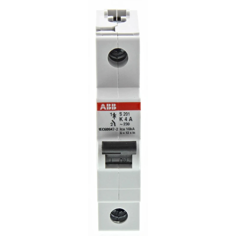 ABB Miniature Circuit Breaker 1 Pole 4A Type K 253V AC 72V DC 20kA Breaking Capacity 2CDS251001R0337 S201-K4