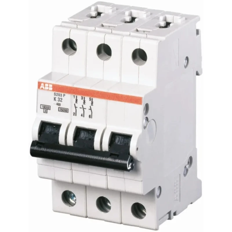 ABB System Pro M Compact S200 Miniature Circuit Breaker, 3-Pole, 10A, Type K, 440V AC, 125V DC, 20 2CDS253001R0427 S203-K10
