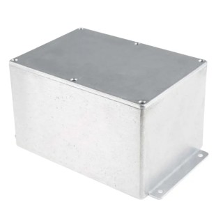 RS PRO Flanged Silver Lid Die Cast Aluminium Enclosure 105.4 mm x 201.7 mm x 121.2 mm 517-3793