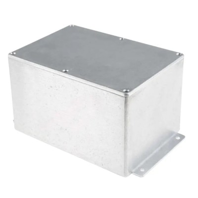 RS PRO Flanged Silver Lid Die Cast Aluminium Enclosure 105.4 mm x 201.7 mm x 121.2 mm 517-3793