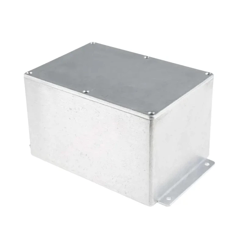 RS PRO Flanged Silver Lid Die Cast Aluminium Enclosure 105.4 mm x 201.7 mm x 121.2 mm 517-3793