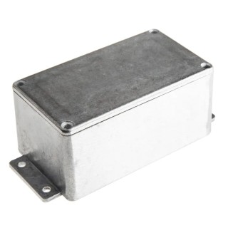 RS PRO Flanged Silver Lid Die Cast Aluminium Enclosure IP65 55 mm x 139.6 mm x 63.8 mm IP65