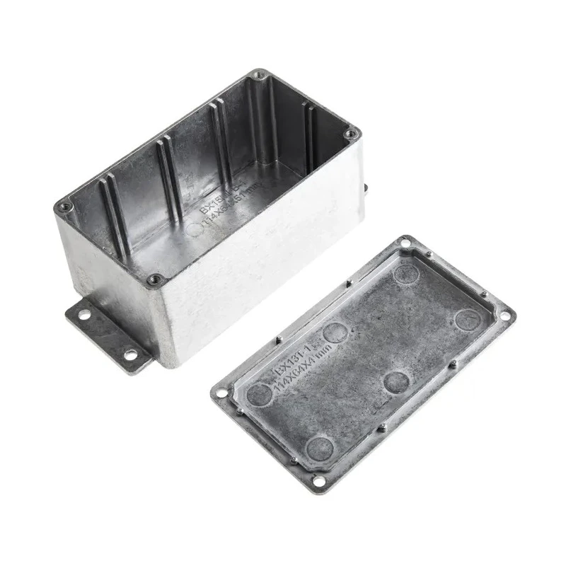 RS PRO Flanged Silver Lid Die Cast Aluminium Enclosure IP65 55 mm x 139.6 mm x 63.8 mm IP65