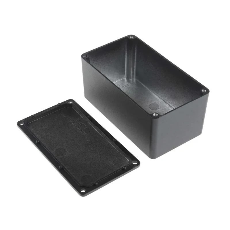 RS PRO Black Black Lid Die Cast Aluminium Enclosure IP65 55.1 mm x 114.4 mm x 63.7 mm IP65