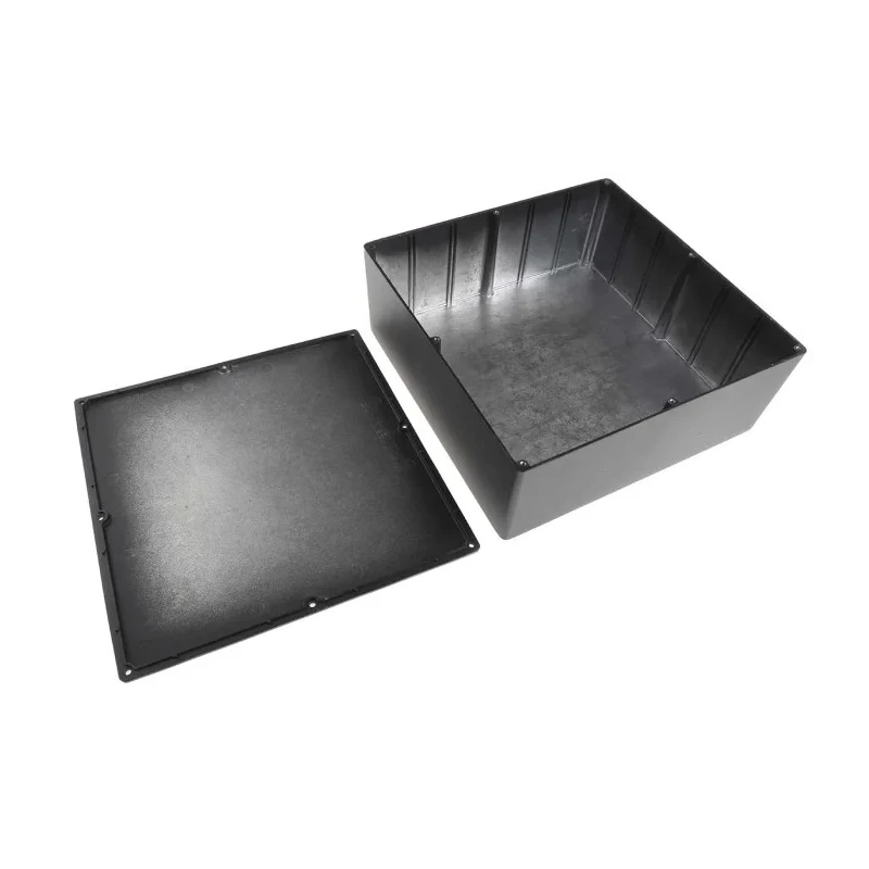 RS PRO Black Black Lid Die Cast Aluminium Enclosure IP66, 100 mm x 250 mm x 250 mm IP66