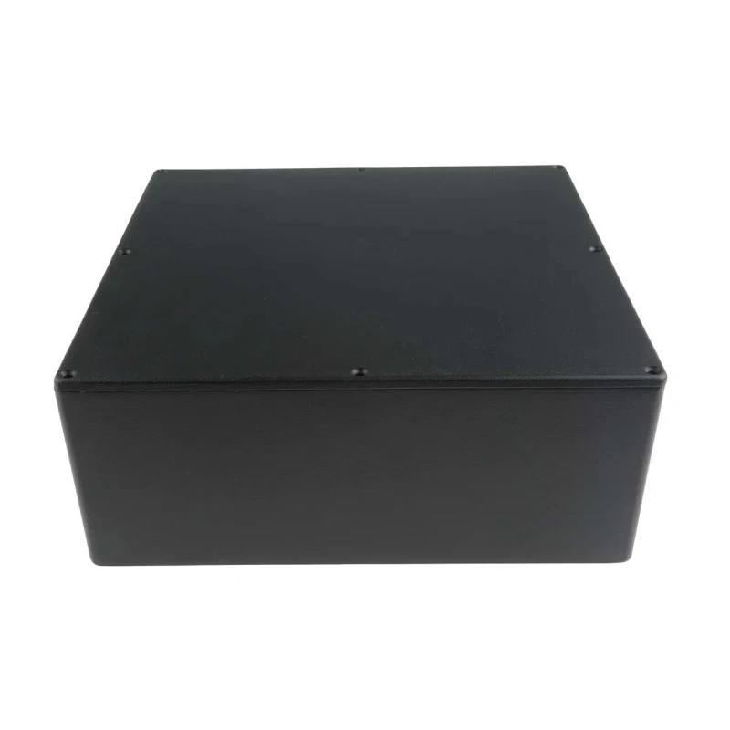 RS PRO Black Black Lid Die Cast Aluminium Enclosure IP66, 100 mm x 250 mm x 250 mm IP66