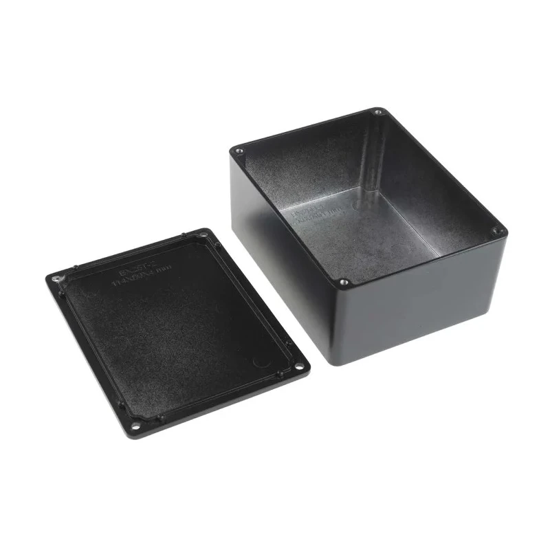 RS PRO Black Black Lid Die Cast Aluminium EMI/RFI Shielded Enclosure IP66, 55.1 mm x 114.7 mm x 89.7 mm IP66