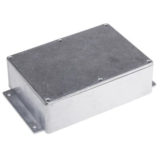 RS PRO Flanged Die Cast Aluminium Enclosure Silver Lid IP66 55.3mm x 201.7mm x 121.2mm IP66