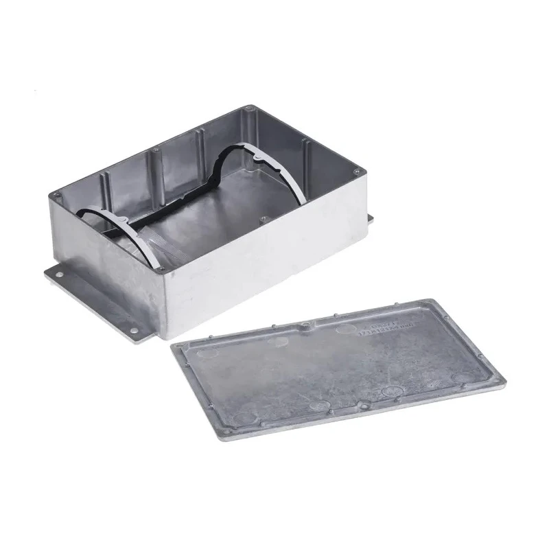 RS PRO Flanged Die Cast Aluminium Enclosure Silver Lid IP66 55.3mm x 201.7mm x 121.2mm IP66