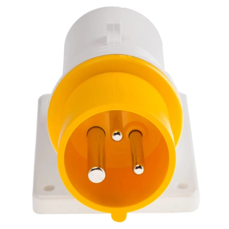 Scame EUREKA 16A 110V 2P+PE Yellow Wall Mount Right Angle Industrial Power Connector IP44