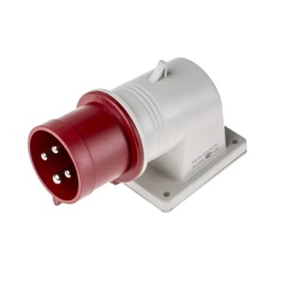 Scame Industrial Power Connector IP44 Red Wall Mount 3P+PE 32A 415V Right Angle IP44 