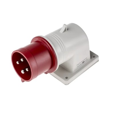 Scame Industrial Power Connector IP44 Red Wall Mount 3P+PE 32A 415V Right Angle IP44 