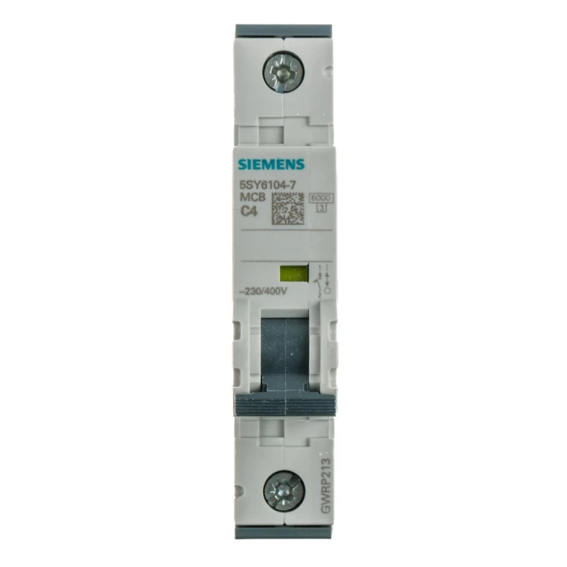 Siemens SENTRON Miniature Circuit Breaker 1-Pole 4A Type C 400V AC 72V DC 6 kA Breaking Capacity 5SY6104-7