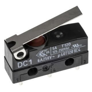 ZF Short Lever Micro Switch Solder Terminal 6A 250V AC SPDT IP6K7 DC1C-A1LB