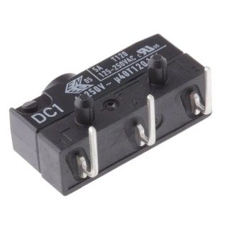ZF Button Micro Switch with Right Angle PCB Terminal, 6A, 250V AC, SPDT, IP6K7 DC1C-K8AA