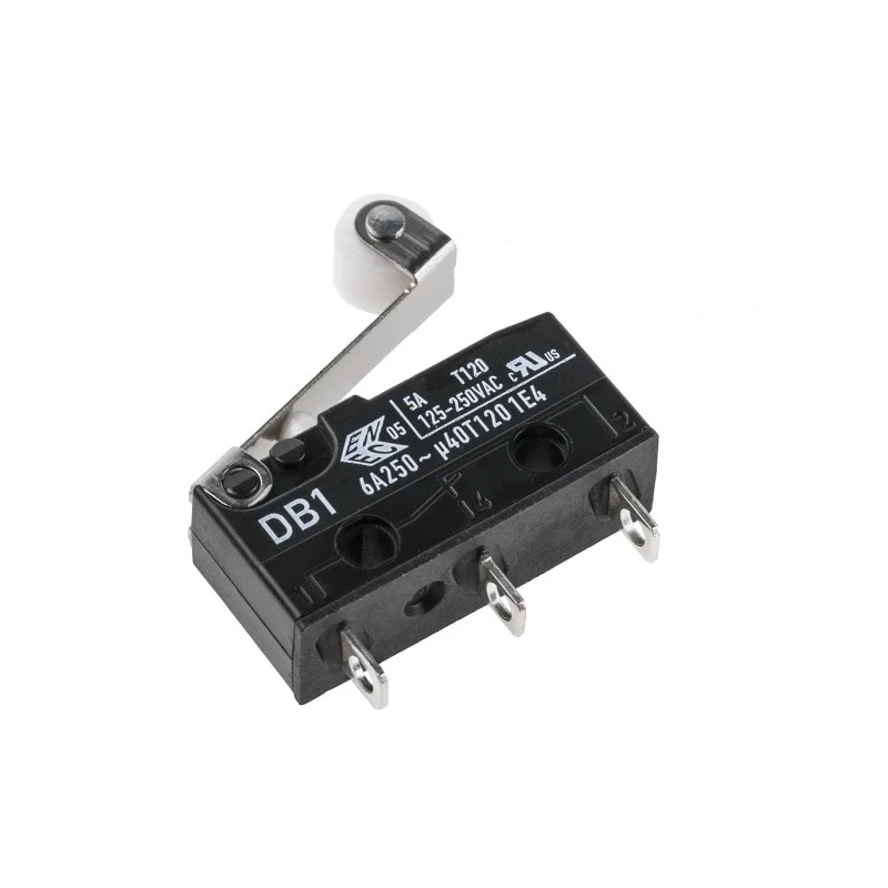 ZF Short Roller Lever Micro Switch, Solder Terminal, 6A, 250 V AC, SPDT, IP50 DB1C-A1RB
