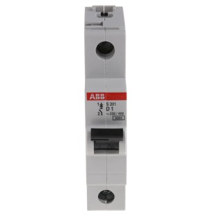 ABB System Pro M Compact Miniature Circuit Breaker, 1-Pole, 1A, Type D, 253V AC, 72V DC, 6kA 2CDS251001R0011 S201-D1