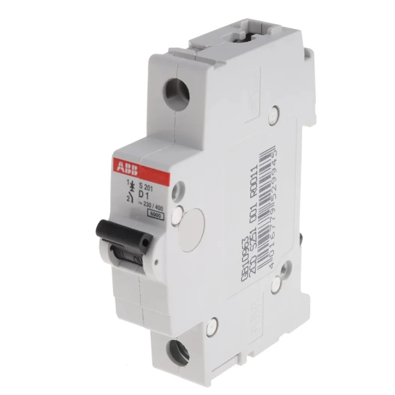 ABB System Pro M Compact Miniature Circuit Breaker, 1-Pole, 1A, Type D, 253V AC, 72V DC, 6kA 2CDS251001R0011 S201-D1