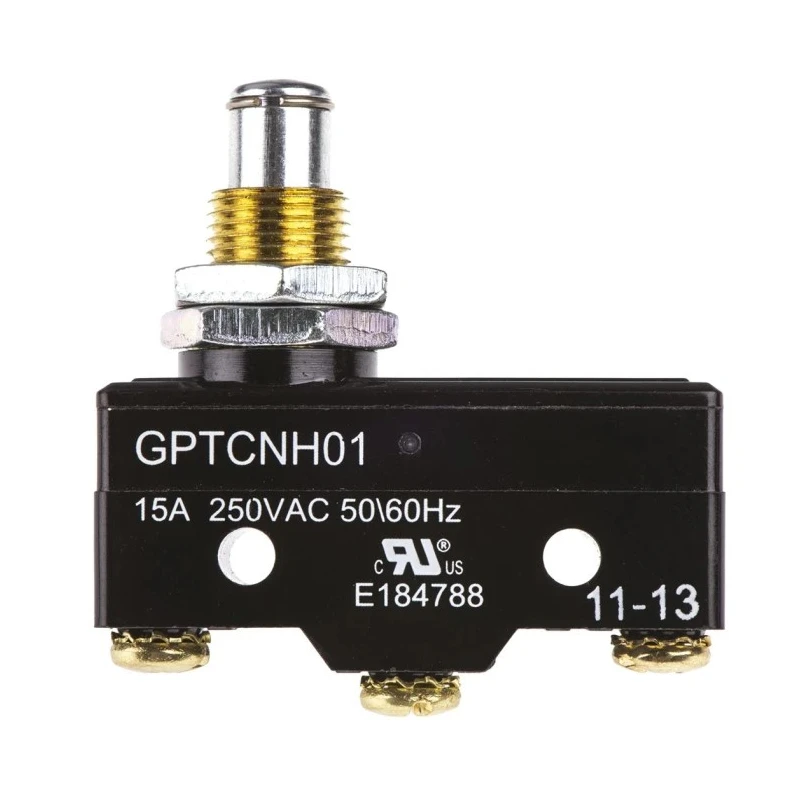 ZF Plunger Micro Switch, Screw Terminal, 15A, 250 V AC, SPDT GPTCNH01