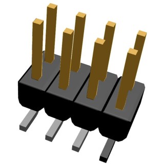 TE Connectivity AMPMODU MOD II Series Straight Surface Pin Header, 8 Contacts, 2.54 mm Pitch, 2 Row, Unshrouded 1241050-4