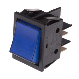 RS PRO Illuminated DPST On-Off On-Off Rocker Switch Panel Blue Actuator IP40 16A 250V ac 528-7858