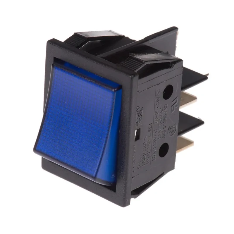 RS PRO Illuminated DPST On-Off On-Off Rocker Switch Panel Blue Actuator IP40 16A 250V ac 528-7858