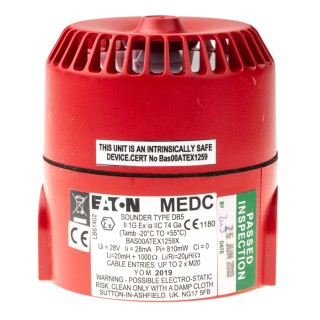 Eaton DB5 Series Electronic Sounder Surface Mount Red Housing ABS IP65, 24V DC, 24-Tone 100dB @ 1m IP65