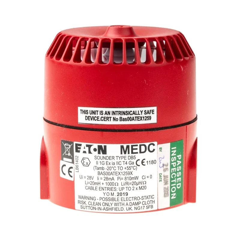 Eaton DB5 Series Electronic Sounder Surface Mount Red Housing ABS IP65, 24V DC, 24-Tone 100dB @ 1m IP65