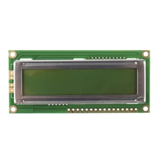 Displaytech Alphanumeric LED LCD Monochrome Display 2 x 16 Characters, Yellow, Green on Green, Parallel Interface 162C-BA-BC