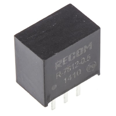 Recom Switching Regulator Through Hole 12V DC 500mA Output Current 2.5W Power Efficiency 97% R-7812-0.5