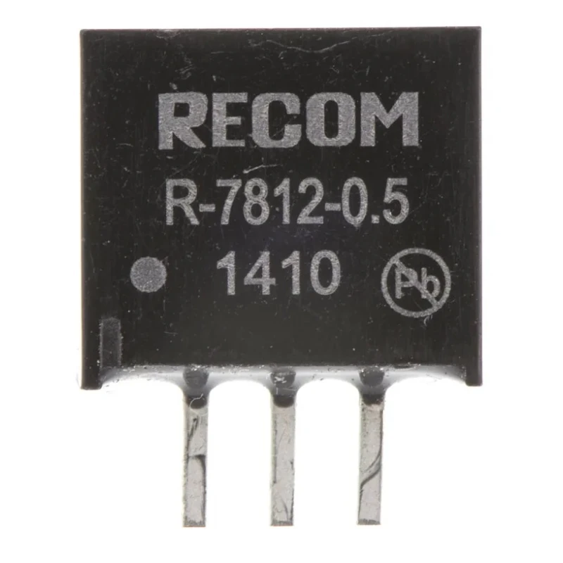 Recom Switching Regulator Through Hole 12V DC 500mA Output Current 2.5W Power Efficiency 97% R-7812-0.5