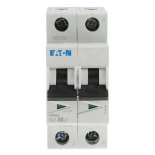 Eaton xEffect Miniature Circuit Breaker, 2-Pole, 6A, Type S, 230V AC, 60V DC, 10 kA Breaking Capacity 278809 FAZ-S6/2