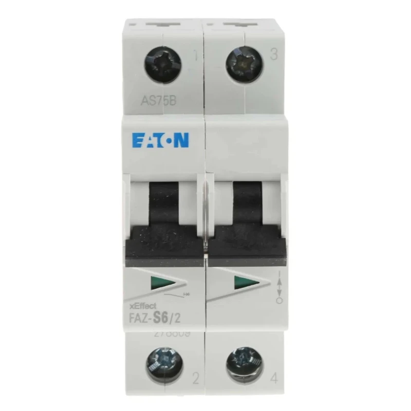 Eaton xEffect Miniature Circuit Breaker, 2-Pole, 6A, Type S, 230V AC, 60V DC, 10 kA Breaking Capacity 278809 FAZ-S6/2