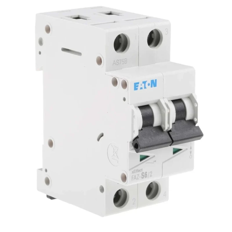 Eaton xEffect Miniature Circuit Breaker, 2-Pole, 6A, Type S, 230V AC, 60V DC, 10 kA Breaking Capacity 278809 FAZ-S6/2